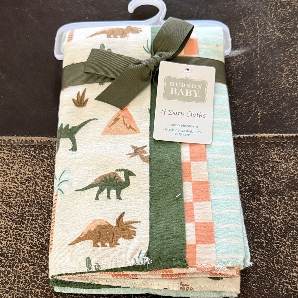 Hudson Baby Dino Print Burp Cloths Set